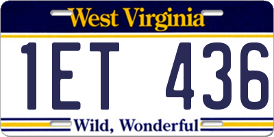WV license plate 1ET436