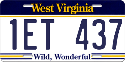 WV license plate 1ET437