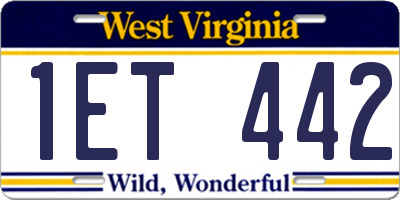 WV license plate 1ET442