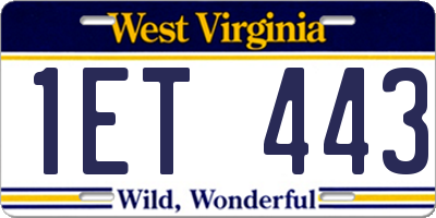 WV license plate 1ET443