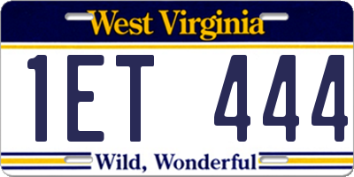WV license plate 1ET444