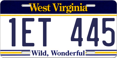 WV license plate 1ET445