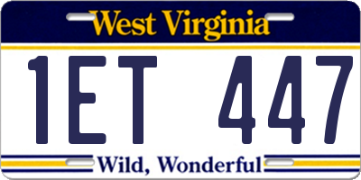 WV license plate 1ET447