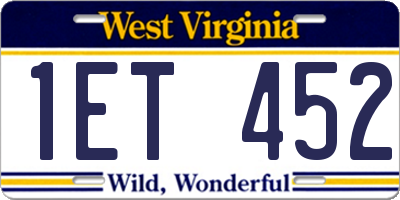 WV license plate 1ET452