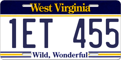 WV license plate 1ET455