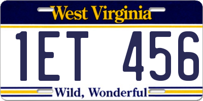 WV license plate 1ET456