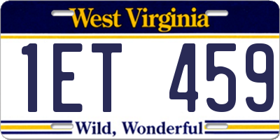 WV license plate 1ET459