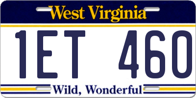 WV license plate 1ET460