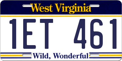 WV license plate 1ET461