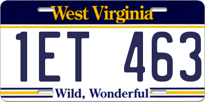 WV license plate 1ET463