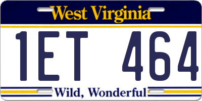 WV license plate 1ET464