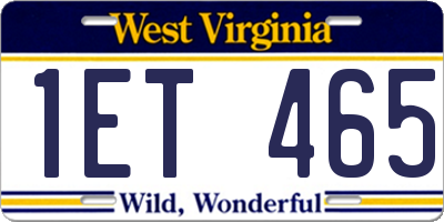 WV license plate 1ET465