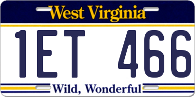 WV license plate 1ET466