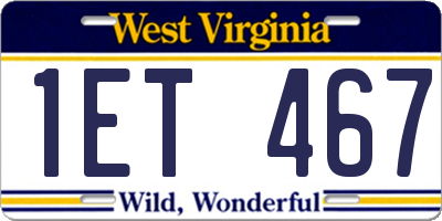 WV license plate 1ET467