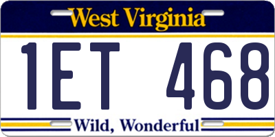 WV license plate 1ET468