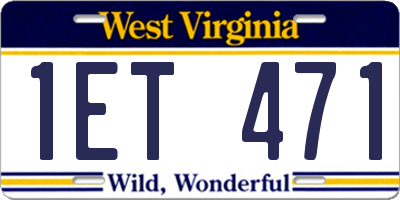 WV license plate 1ET471