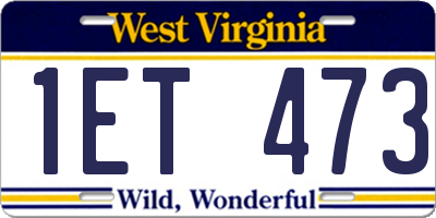 WV license plate 1ET473