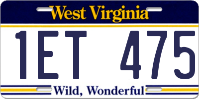 WV license plate 1ET475
