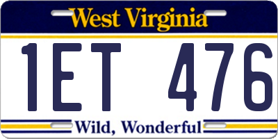 WV license plate 1ET476
