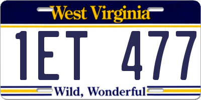 WV license plate 1ET477