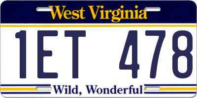 WV license plate 1ET478