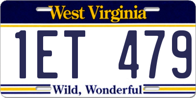 WV license plate 1ET479