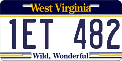 WV license plate 1ET482