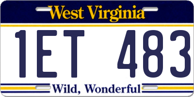 WV license plate 1ET483