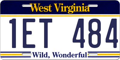 WV license plate 1ET484