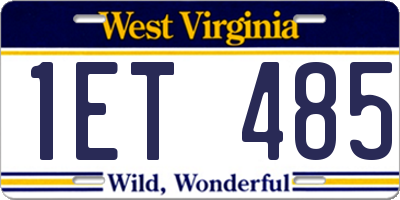 WV license plate 1ET485