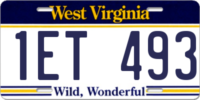 WV license plate 1ET493