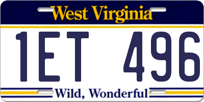 WV license plate 1ET496
