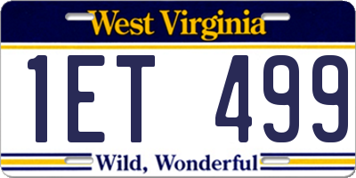 WV license plate 1ET499
