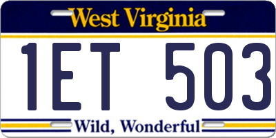 WV license plate 1ET503