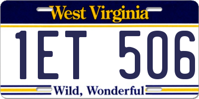 WV license plate 1ET506