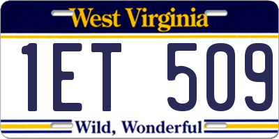 WV license plate 1ET509