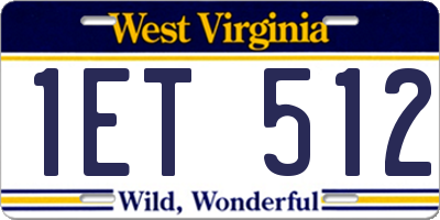 WV license plate 1ET512