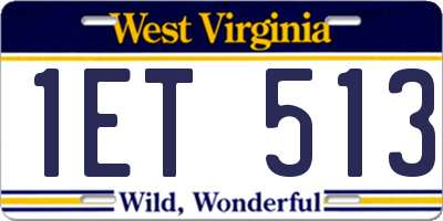 WV license plate 1ET513