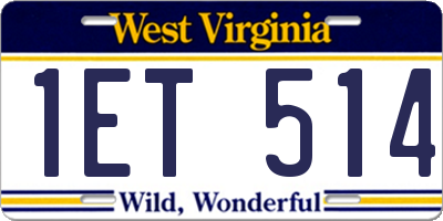 WV license plate 1ET514
