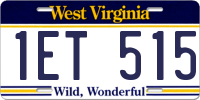 WV license plate 1ET515