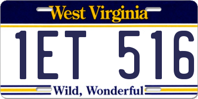 WV license plate 1ET516