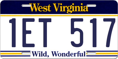WV license plate 1ET517