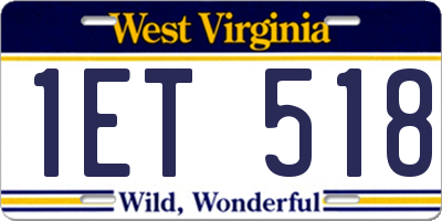 WV license plate 1ET518