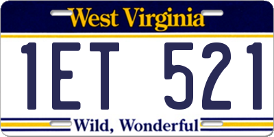 WV license plate 1ET521