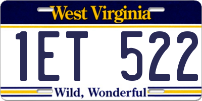 WV license plate 1ET522
