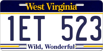 WV license plate 1ET523