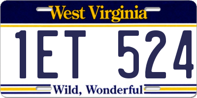 WV license plate 1ET524