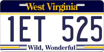 WV license plate 1ET525