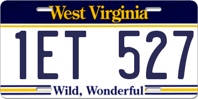 WV license plate 1ET527