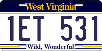 WV license plate 1ET531